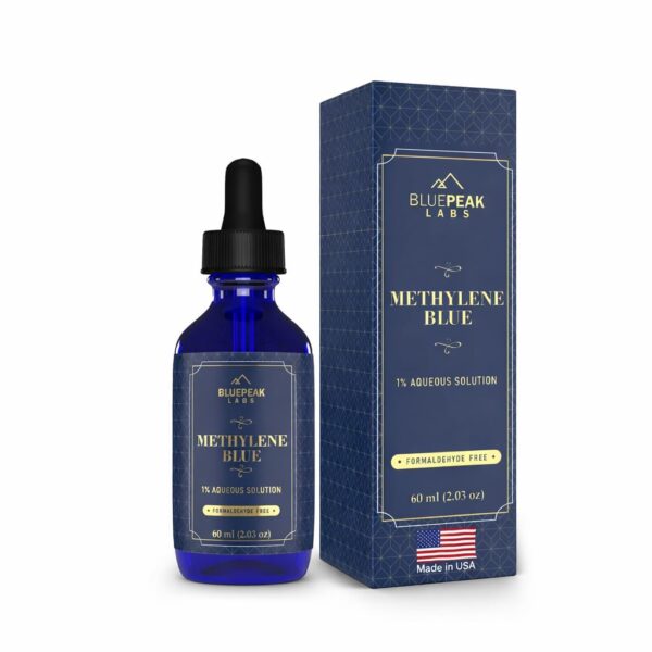 product2 Methylene Blue Drops, No Formaldehyde, Methylene Blue Pharmaceutical Grade, High Purity Lab Compound, 1% Solution, Third Party Lab Tested, Made in USA, 60mL
