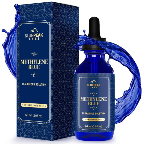 product3 Methylene Blue Drops, No Formaldehyde, Methylene Blue Pharmaceutical Grade, High Purity Lab Compound, 1% Solution, Third Party Lab Tested, Made in USA, 60mL
