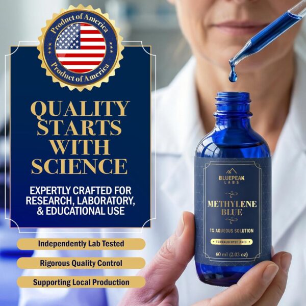product8 Methylene Blue Drops, No Formaldehyde, Methylene Blue Pharmaceutical Grade, High Purity Lab Compound, 1% Solution, Third Party Lab Tested, Made in USA, 60mL
